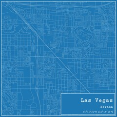 Blueprint US city map of Las Vegas, Nevada.