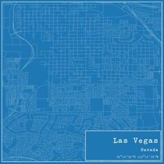 Blueprint US city map of Las Vegas, Nevada.
