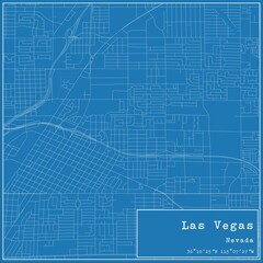 Blueprint US city map of Las Vegas, Nevada.