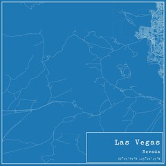 Blueprint US city map of Las Vegas, Nevada.