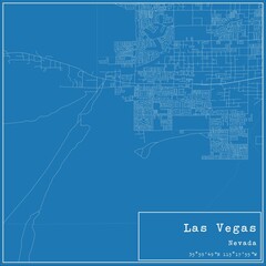 Blueprint US city map of Las Vegas, Nevada.