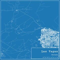 Blueprint US city map of Las Vegas, Nevada.