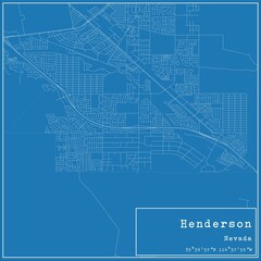 Blueprint US city map of Henderson, Nevada.