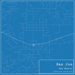 Blueprint US city map of San Jon, New Mexico. - obrazy, fototapety, plakaty