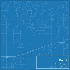 Blueprint US city map of Bard, New Mexico.