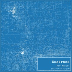 Blueprint US city map of Hagerman, New Mexico.