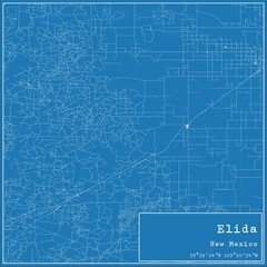 Blueprint US city map of Elida, New Mexico.