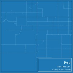 Blueprint US city map of Pep, New Mexico.