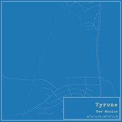 Blueprint US city map of Tyrone, New Mexico.