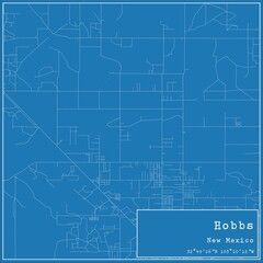 Blueprint US city map of Hobbs, New Mexico.