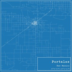 Fototapeta premium Blueprint US city map of Portales, New Mexico.