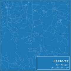 Blueprint US city map of Hachita, New Mexico.