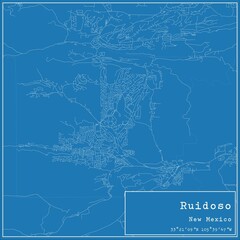 Blueprint US city map of Ruidoso, New Mexico.
