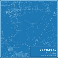 Blueprint US city map of Chaparral, New Mexico.