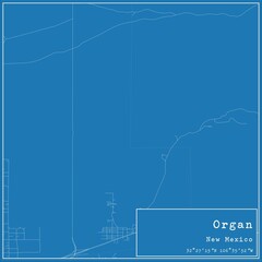 Blueprint US city map of Organ, New Mexico.