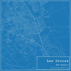 Blueprint US city map of Las Cruces, New Mexico.