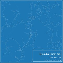 Blueprint US city map of Guadalupita, New Mexico.