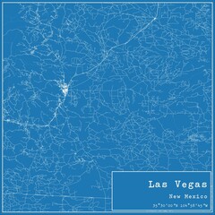 Blueprint US city map of Las Vegas, New Mexico.