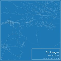 Blueprint US city map of Chimayo, New Mexico.