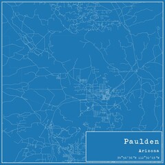 Blueprint US city map of Paulden, Arizona.