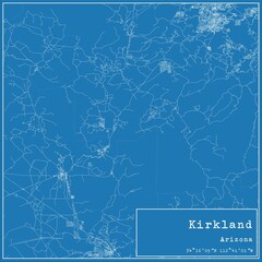 Blueprint US city map of Kirkland, Arizona.