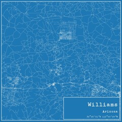 Blueprint US city map of Williams, Arizona.