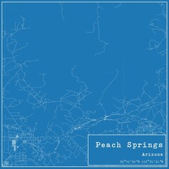 Blueprint US city map of Peach Springs, Arizona.