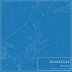 Blueprint US city map of Cornville, Arizona.