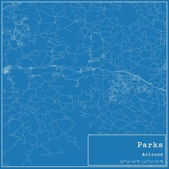 Blueprint US city map of Parks, Arizona.