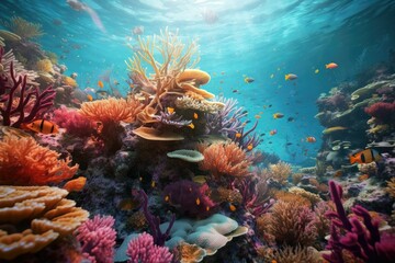 Fototapeta na wymiar Vibrant Underwater Odyssey - AI Generated