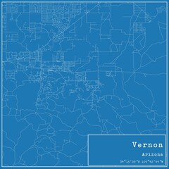 Blueprint US city map of Vernon, Arizona.