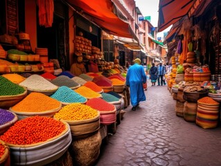 Colorful Marrakech Marketplace - AI Generated - obrazy, fototapety, plakaty