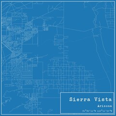 Blueprint US city map of Sierra Vista, Arizona.