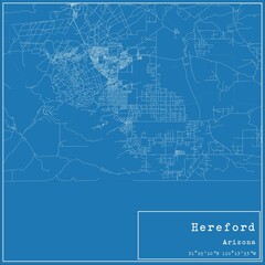 Blueprint US city map of Hereford, Arizona.