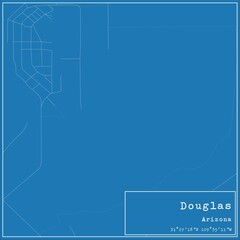 Blueprint US city map of Douglas, Arizona.