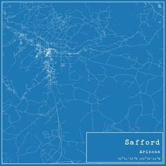 Blueprint US city map of Safford, Arizona.