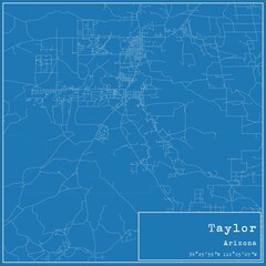 Blueprint US city map of Taylor, Arizona.