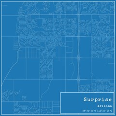 Blueprint US city map of Surprise, Arizona.