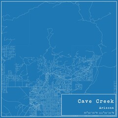 Blueprint US city map of Cave Creek, Arizona.
