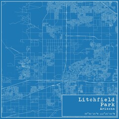 Blueprint US city map of Litchfield Park, Arizona.