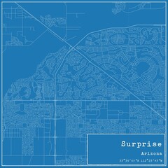 Blueprint US city map of Surprise, Arizona.