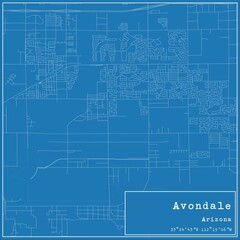 Fototapeta premium Blueprint US city map of Avondale, Arizona.