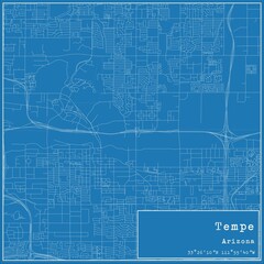 Fototapeta premium Blueprint US city map of Tempe, Arizona.
