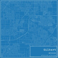 Blueprint US city map of Gilbert, Arizona.