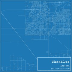 Blueprint US city map of Chandler, Arizona.