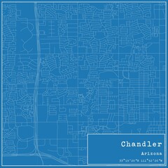 Blueprint US city map of Chandler, Arizona.