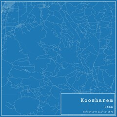 Blueprint US city map of Koosharem, Utah.