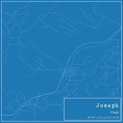 Fototapeta premium Blueprint US city map of Joseph, Utah.