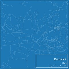 Blueprint US city map of Eureka, Utah.