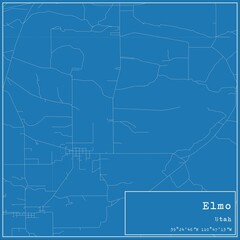 Fototapeta premium Blueprint US city map of Elmo, Utah.